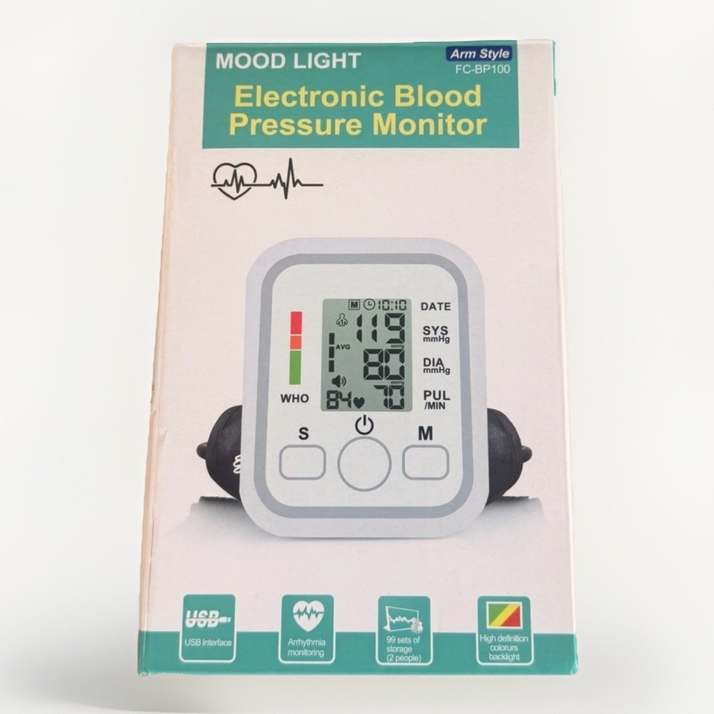Mood Light FC-BP100 Arm Style Electronic Blood Pressure Monitor Fully Automatic